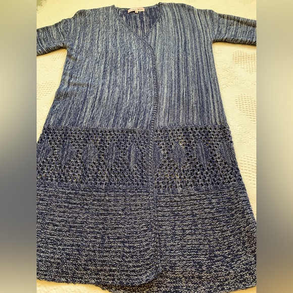 Carol Rose long dressy sweater. Navy blue and white - Picture 10 of 10